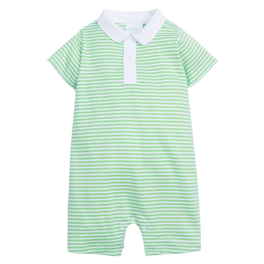 Peter Pan Polo Romper- Green Stripe