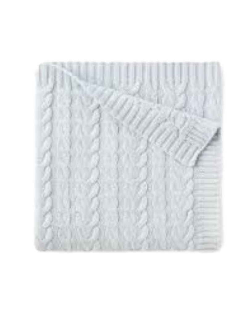 30x40 Horseshoe Cable Blanket-Pale Blue