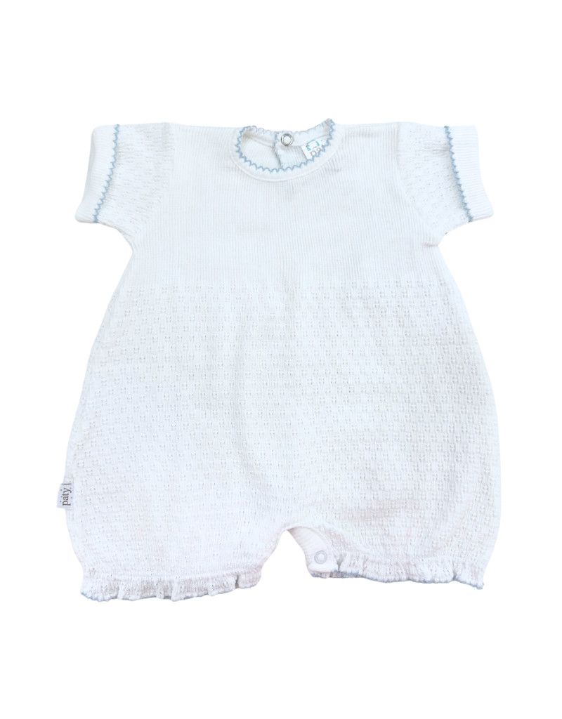 SS Cuffed Gathered Bubble White/Blue