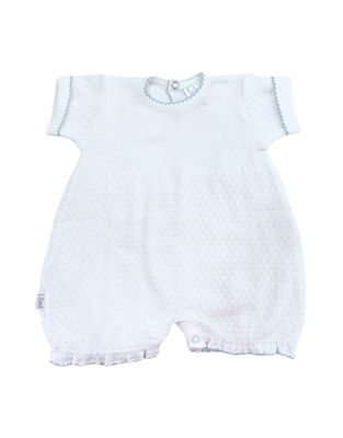SS Cuffed Gathered Bubble White/Blue
