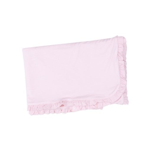 Stripe Classic Pink Ruffle Receiving Blanket