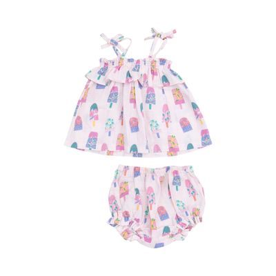 Floral Popsicles Smocked Ruffle Top &amp; Diaper Cover