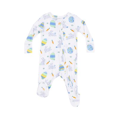 Easter Bunnies 2 Way Zipper Footie, Blue