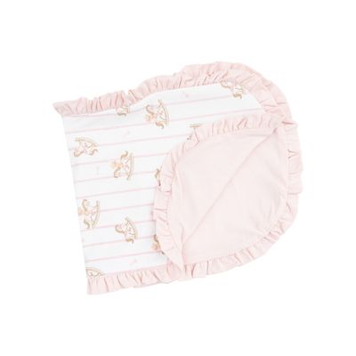 Vintage Rocking Horse Pink Ruffle Burp Cloth