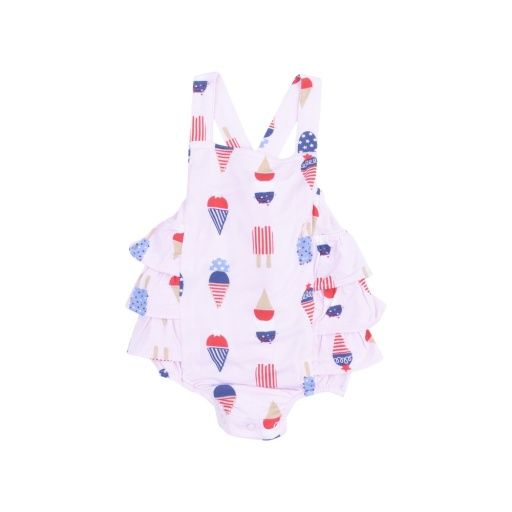 American Ice Cream Ruffle Sunsuit, Pink, Size: 18/24m