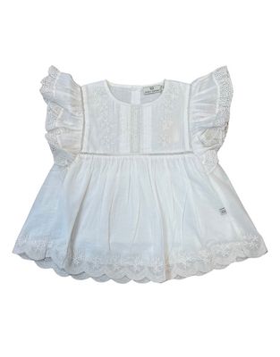 Charlie Blouse, Ivory Swiss Dots