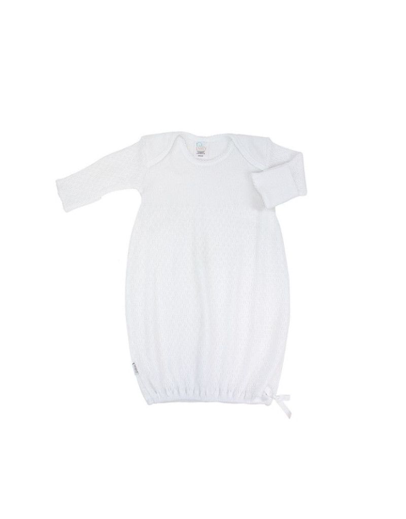 Paty Gown White w/ White Trim, Bow