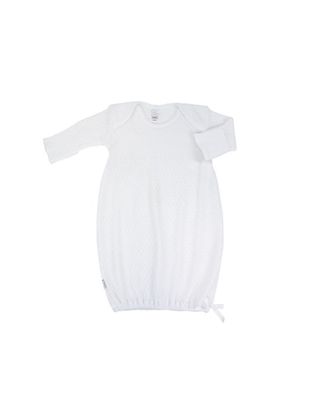 Paty Gown White w/ White Trim, Bow