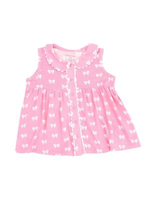 Jill Peter Pan Button Front Dress, Pink Bows
