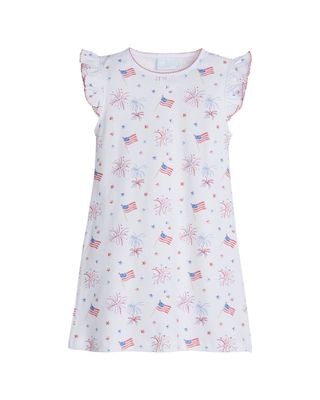 Printed Angel Sleeve Dress - Flags