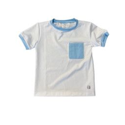 Bradley Basic Pocket T - White with Light Blue