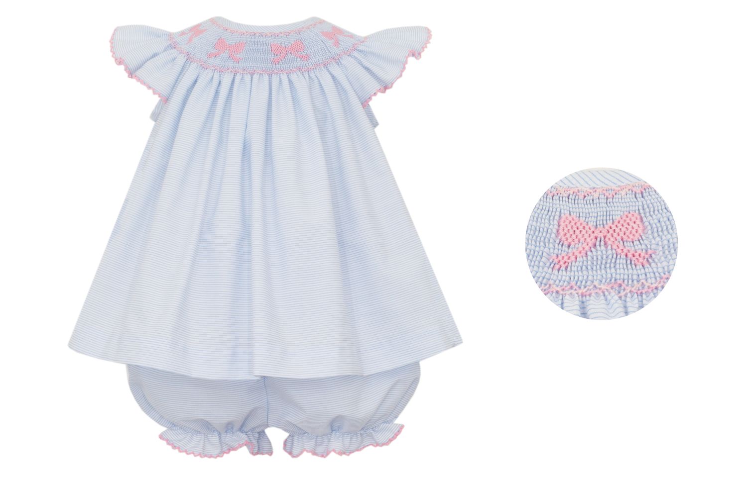 Lt Blue Angel Wing Bishop Bloomer Set, Bows