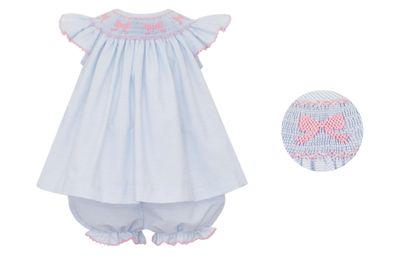 Lt Blue Angel Wing Bishop Bloomer Set, Bows