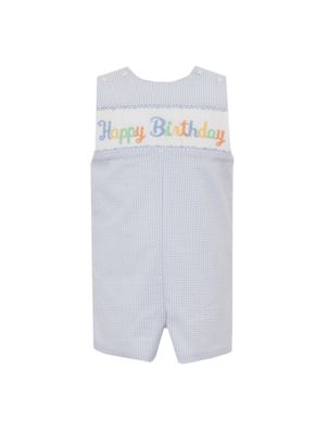 Happy Birthday Boy&#39;s Light Blue  Seersucker Jon Jon