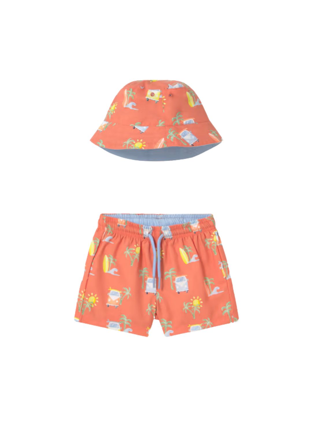 Swim Trunk and Hat, Coral