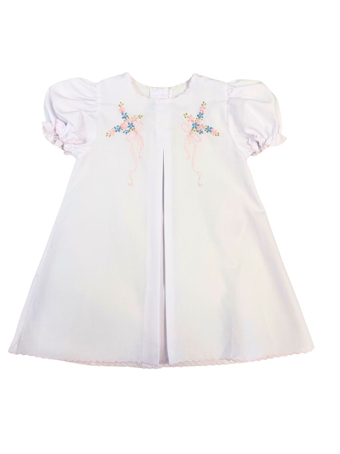 White Daygown with Bow/Flower Embroidery