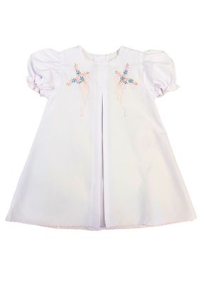 White Daygown with Bow/Flower Embroidery