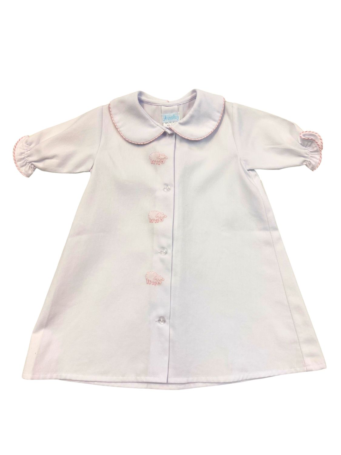 White/Pink Pique Day Gown with Lamb
