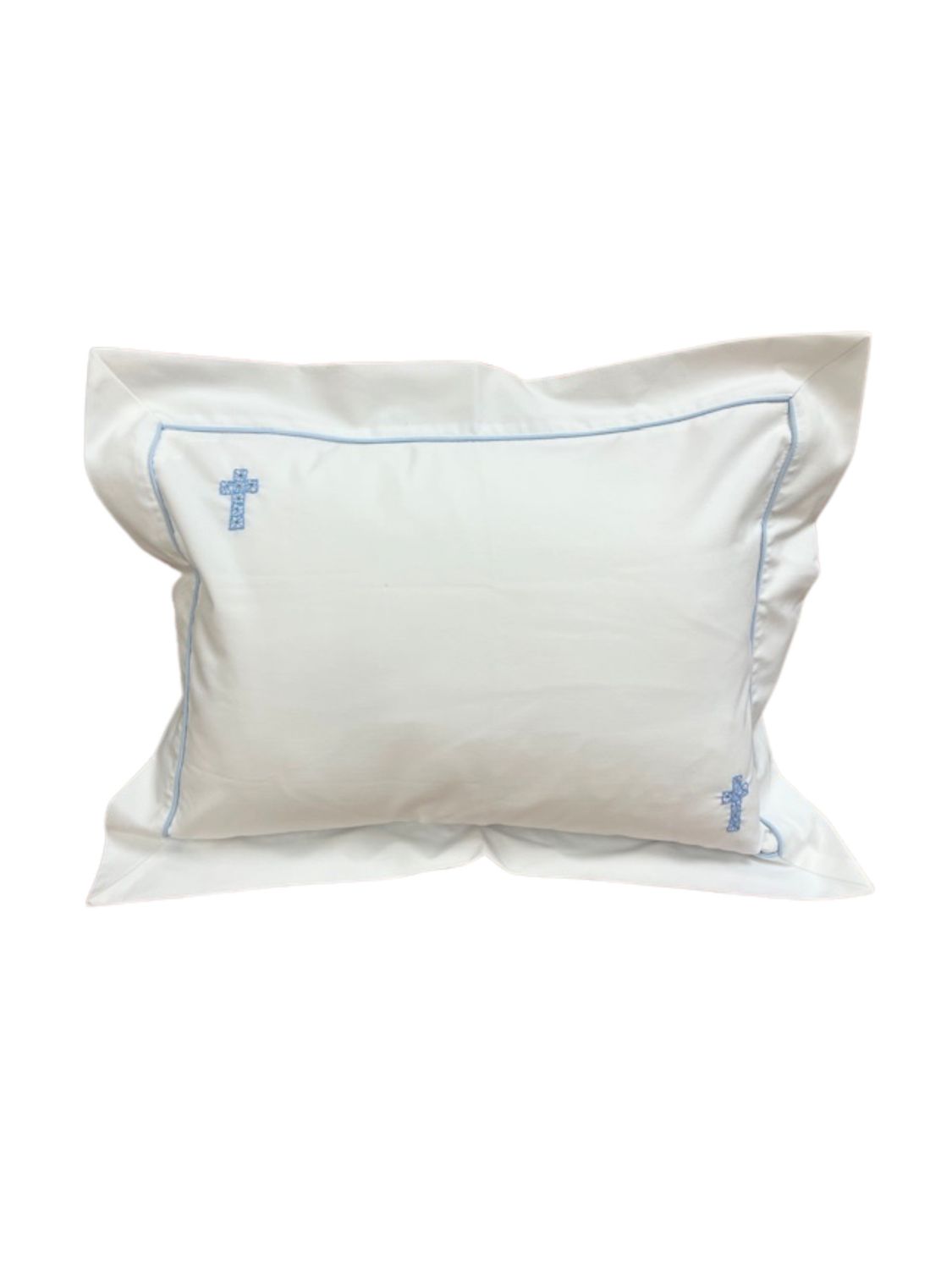 Blue Cross Stitch Pillow With Insert 12x16