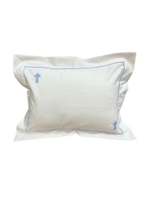 Blue Cross Stitch Pillow With Insert 12x16