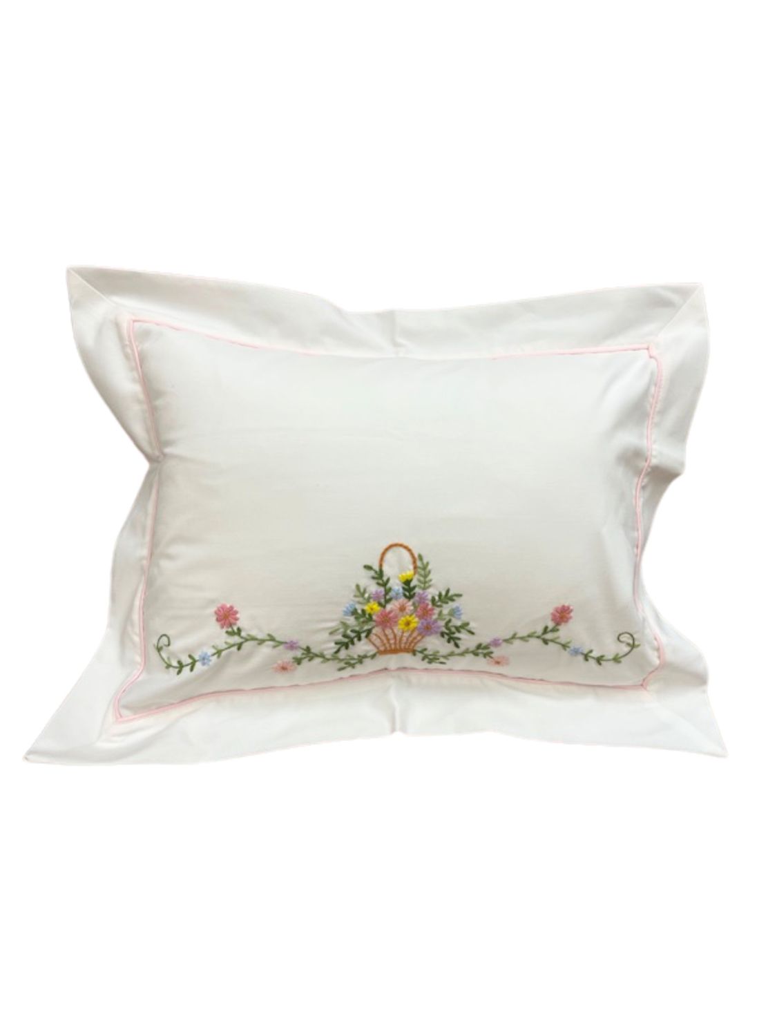 Flower Basket Emb Pillow With Insert 12x16