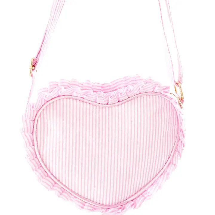 Heart Purse Pink Seersucker