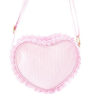 Heart Purse Pink Seersucker