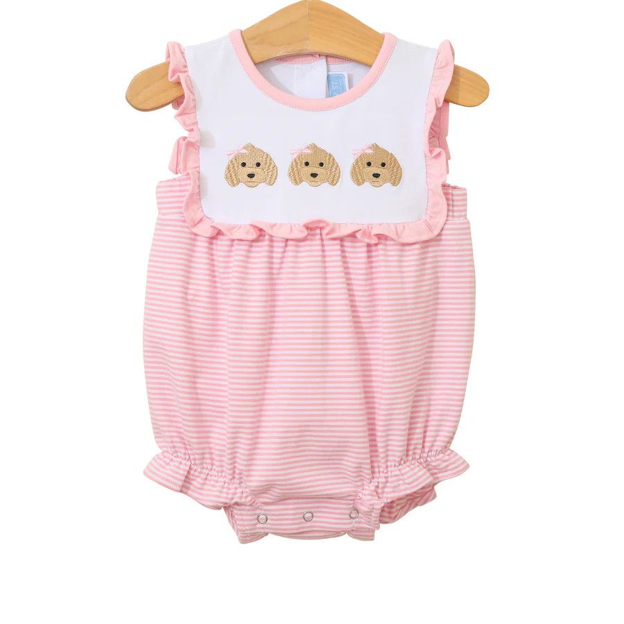 Puppy Trio Embr Ruffle Bubble