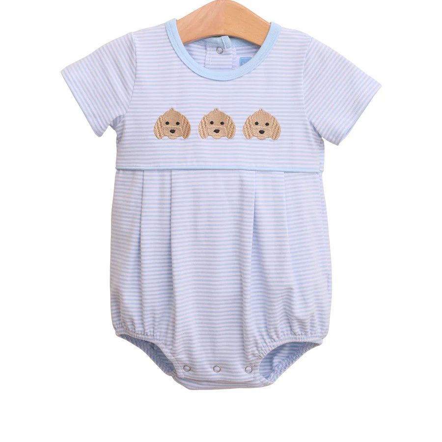 Puppy Trio Embr Bubble, Blue