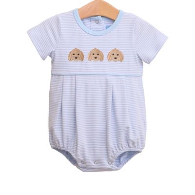 Puppy Trio Embr Bubble, Blue