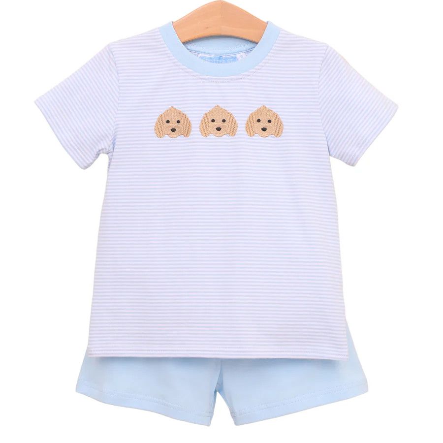 Puppy Trio Embr Short Set