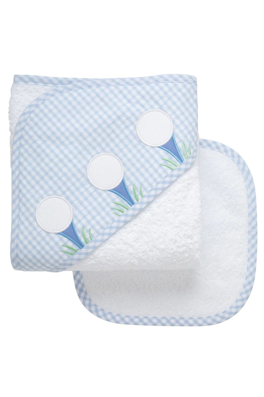 Golf Applique Hooded Towel and Washcloth Set, Blue