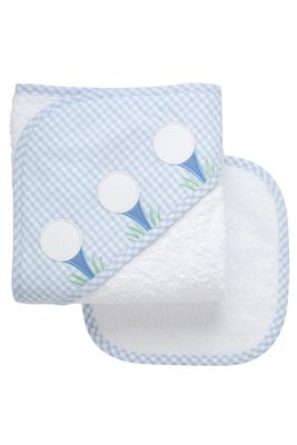Golf Applique Hooded Towel and Washcloth Set, Blue