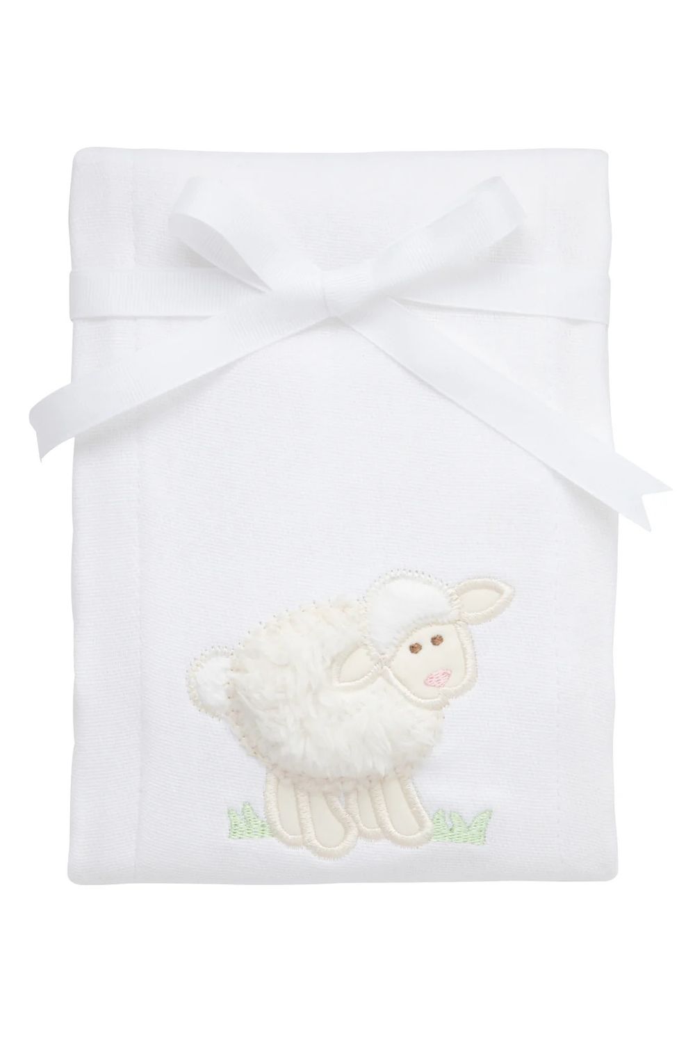 Lamb Applique Basic Burp, White