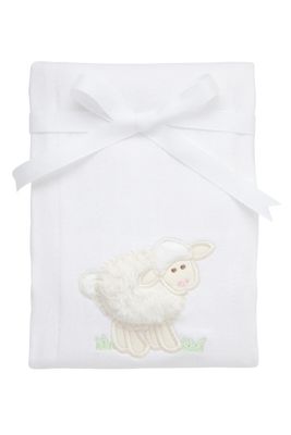 Lamb Applique Basic Burp, White