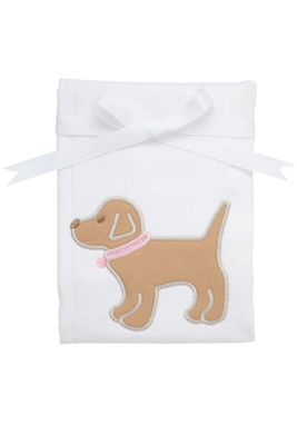 Puppy Applique Burp, Pink