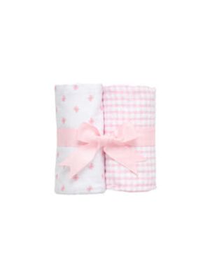 Burp Cloth Set of 2, Pink Bow