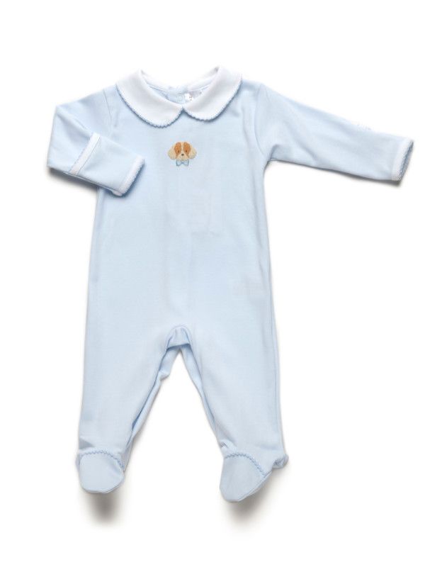 Spotted Puppy Pima Footie, Blue