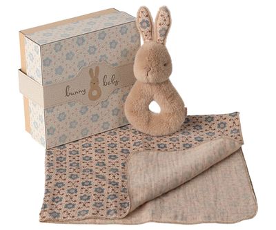 Rabbit Rattle Set, Peach