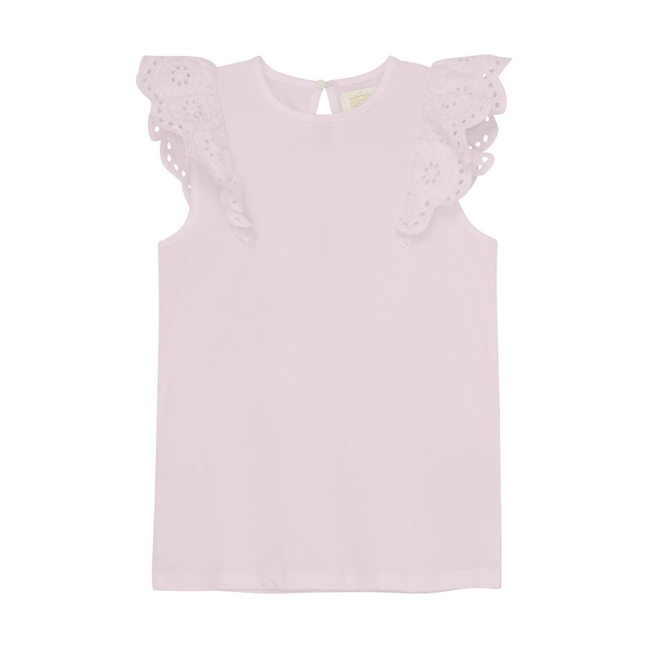 Top with Lace Cap Sleeve, Light Pink