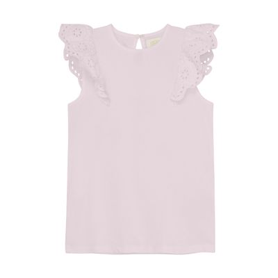 Top with Lace Cap Sleeve, Light Pink