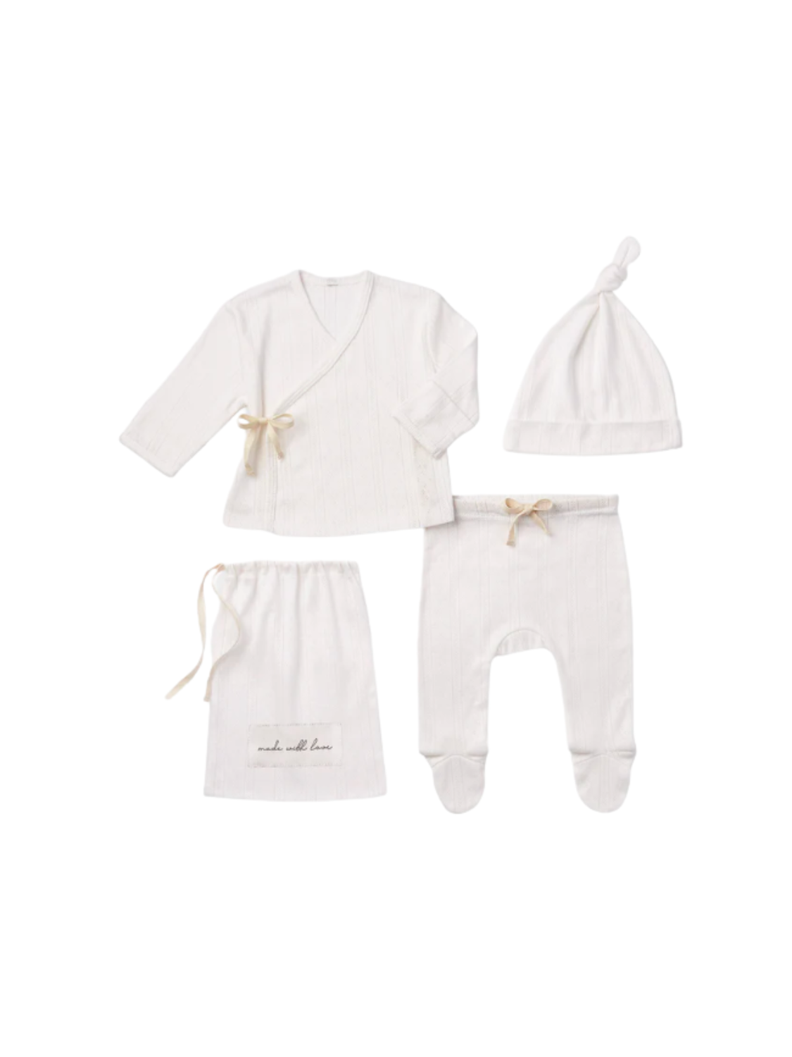NB &quot;Made With Love&quot; Pointelle Layette Bag Set, Color: White