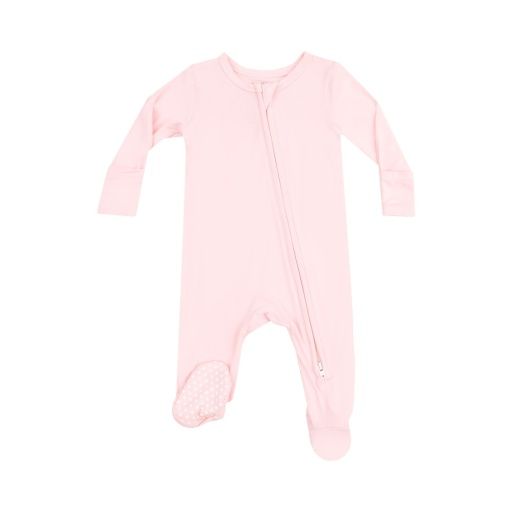 Solid Tickled Pink 2 Way Zipper Footie, Size: NB
