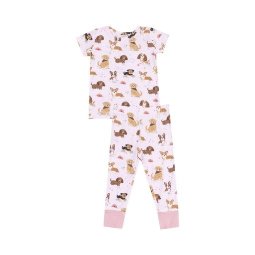 Best Friend Dogs Pink S/S Loungewear Set, Size: 2T