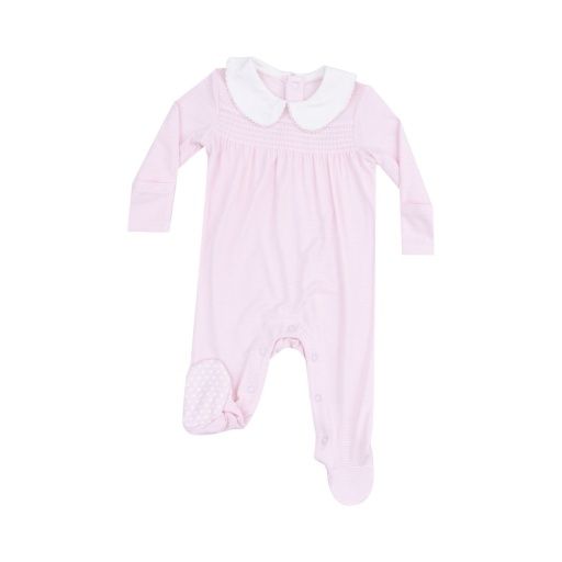 Stripe Classic Pink Smocked Peter Pan Footie, Size: NB