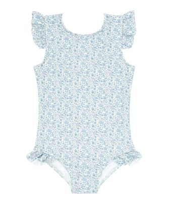 Slate Floral Ruffle Sleeve Swimsuit