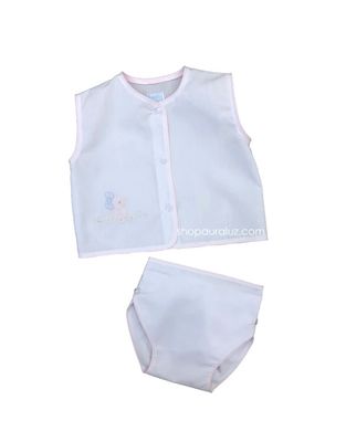 White/Pink Duck Bow Diaper Set    
