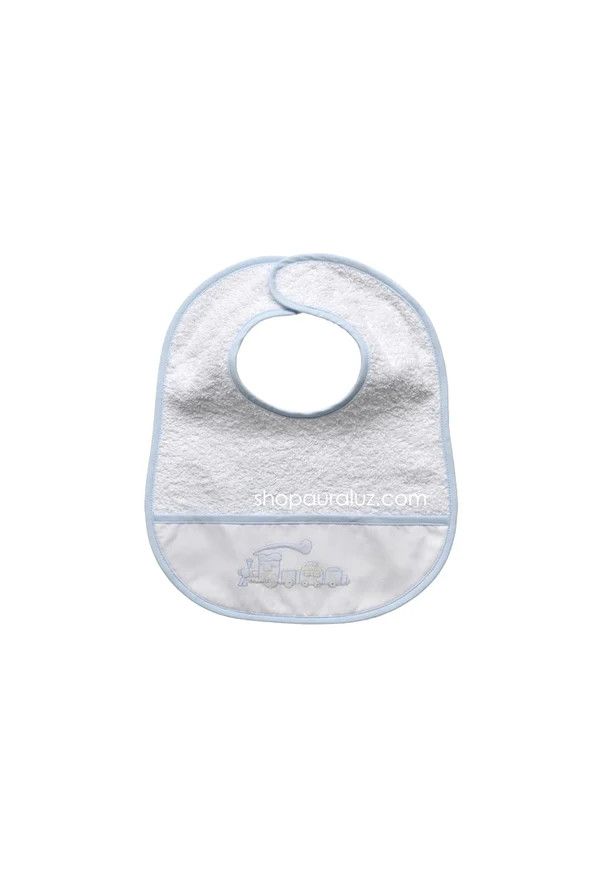 Terry Cloth Bib with Train Embroidery