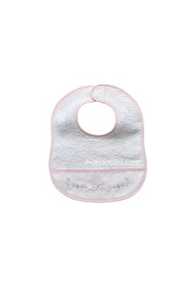 Terry Cloth Bib with Bow Embroidery