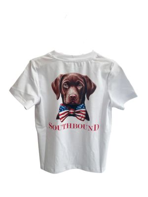 White American Flag Bow Tie Lab Tee